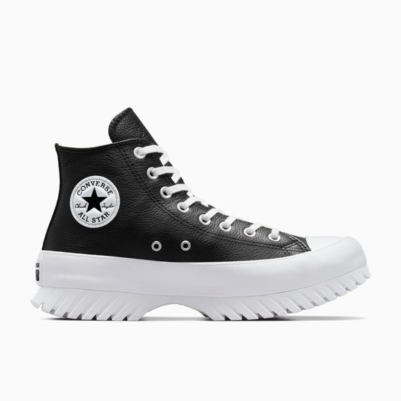 Converse Black Leather Platform Sneakers Chuck Taylor All Star Lugged 2.0 size 5 - Picture 3 of 9